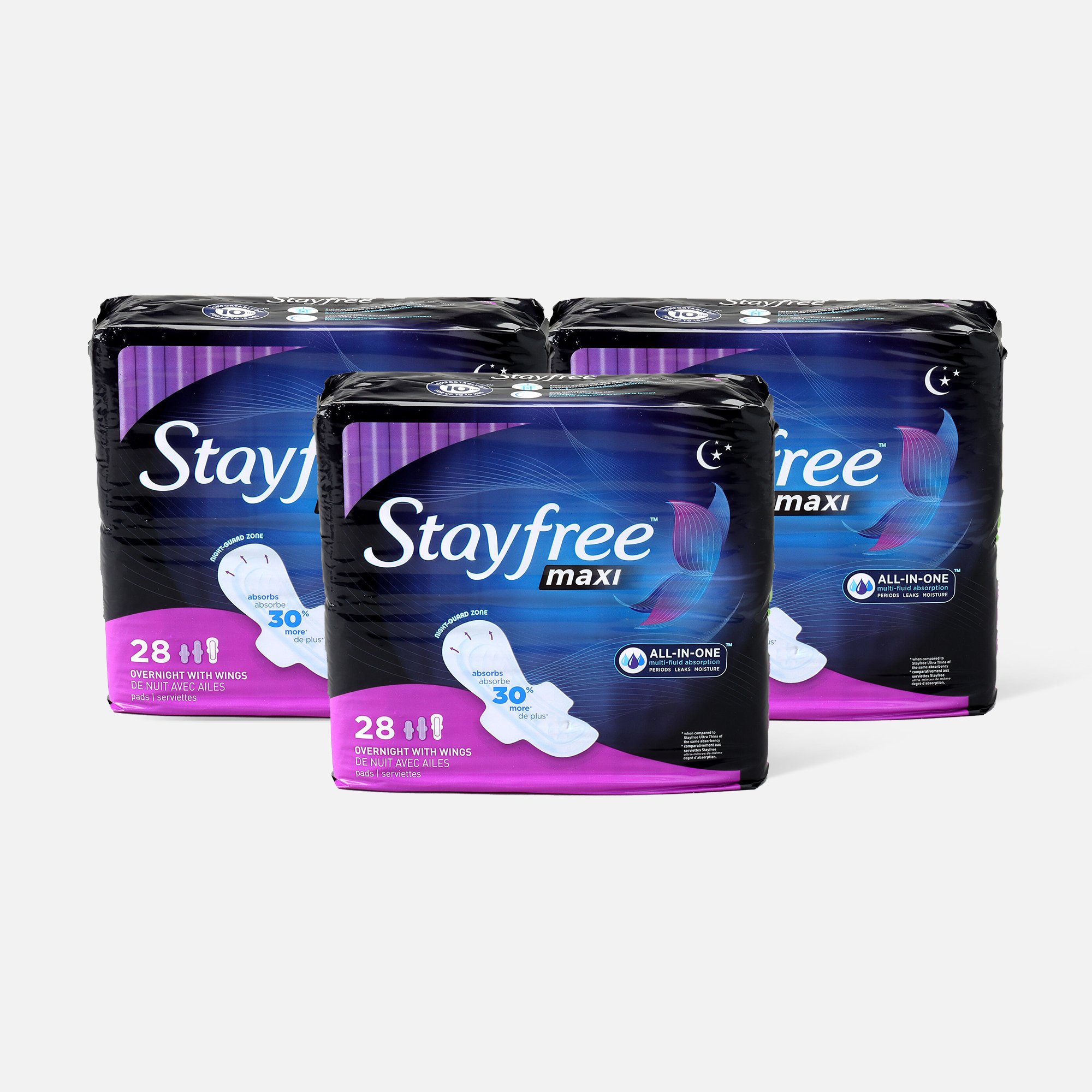Stayfree Pads, Overnight with Wings Unscented, Overnight