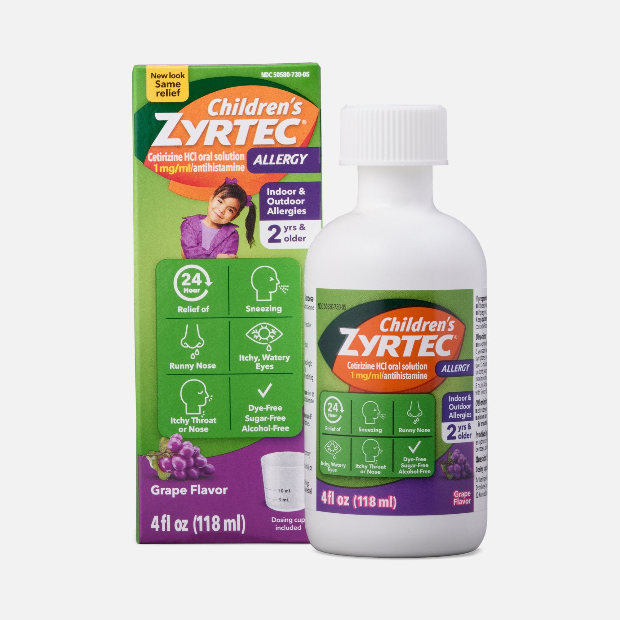 Children's Zyrtec 24-Hour Indoor & Outdoor Allergy Relief Liquid, Grape, 4 fl oz.