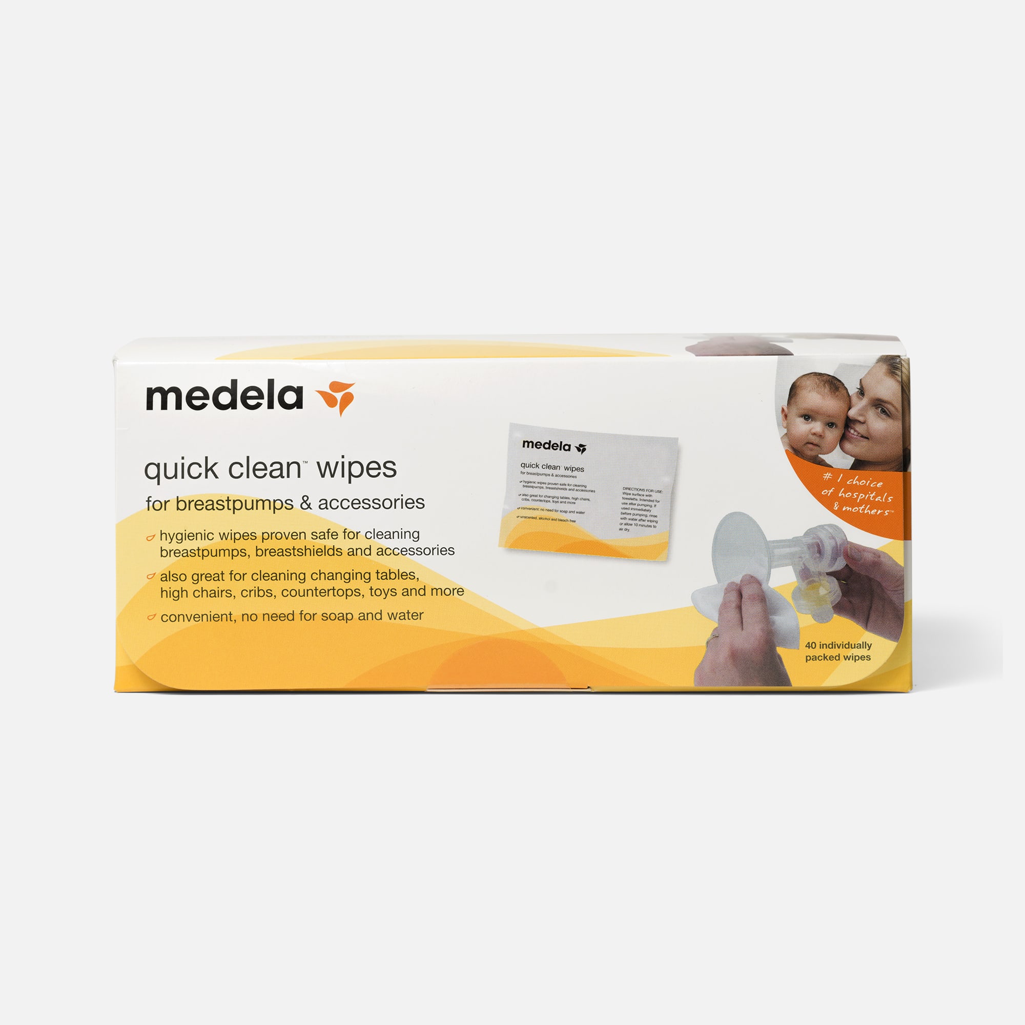 MEDELA QUICK CLEAN WIPE BREAST PUMP KIT ACCESSORY CLEANING WIPES 40 PK #87059 