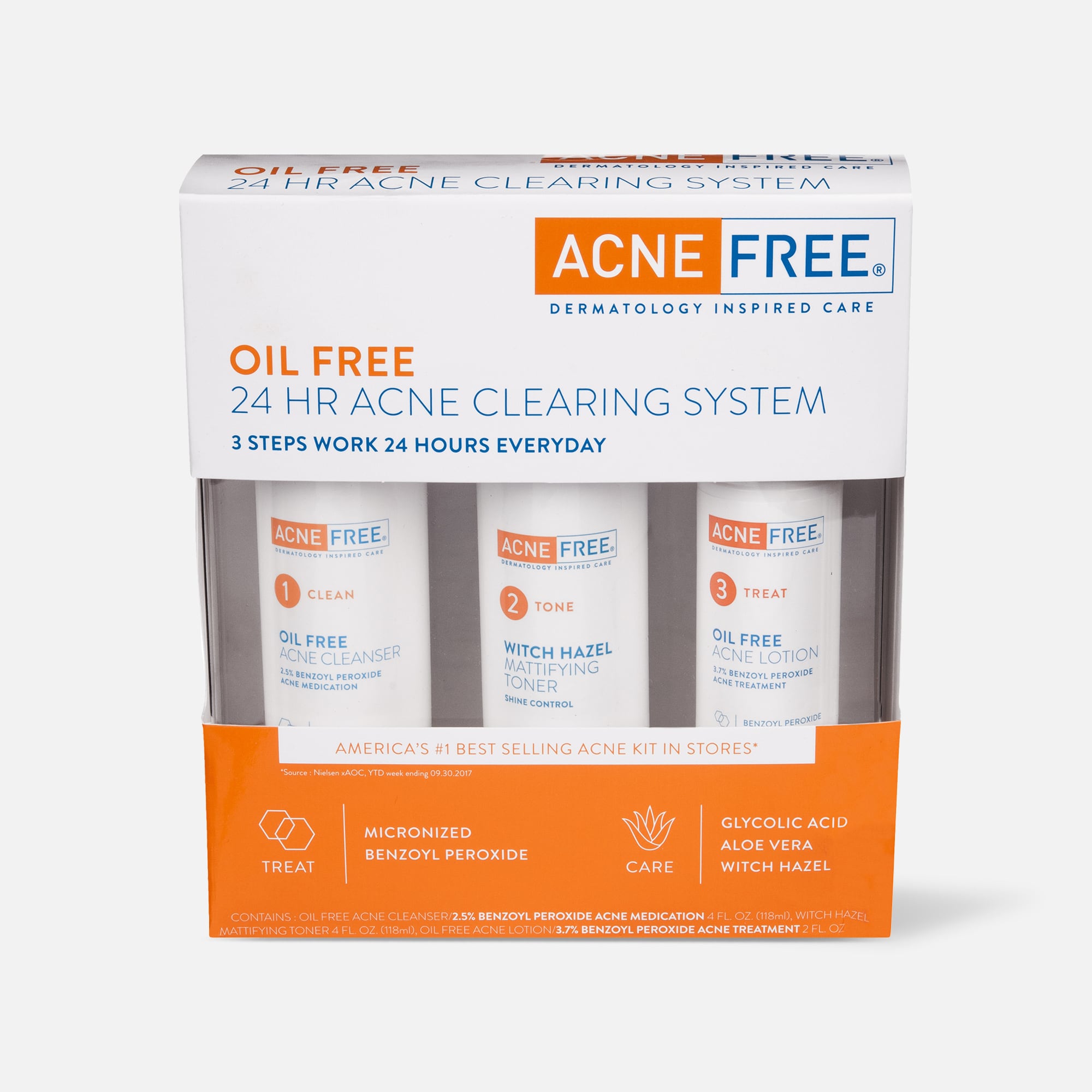 HSA Eligible AcneFree Oil Free 24 HR Acne Clearing System, 3 Piece