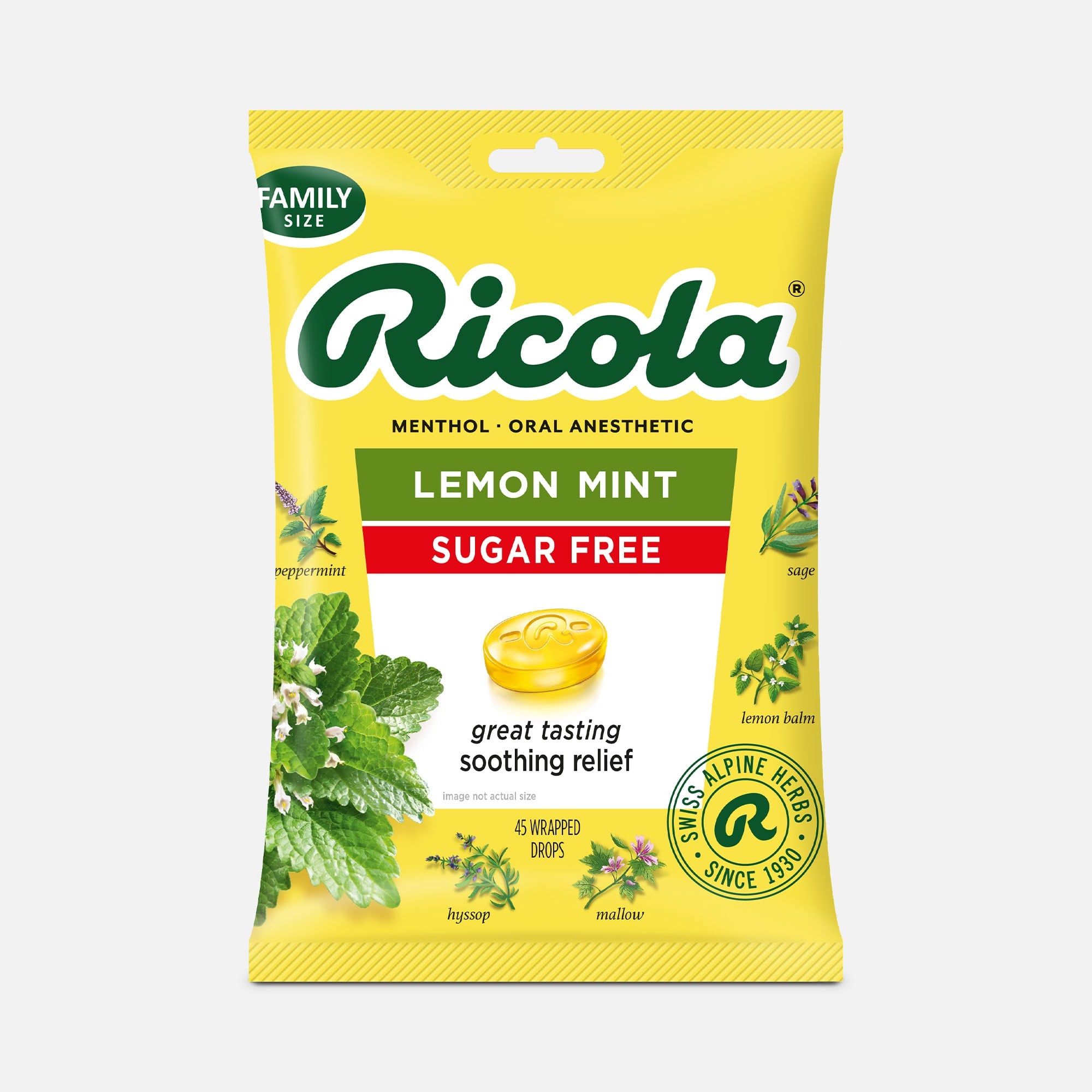 Ricola Sugar Free Lemon Mint Throat Drops, 45 ct.
