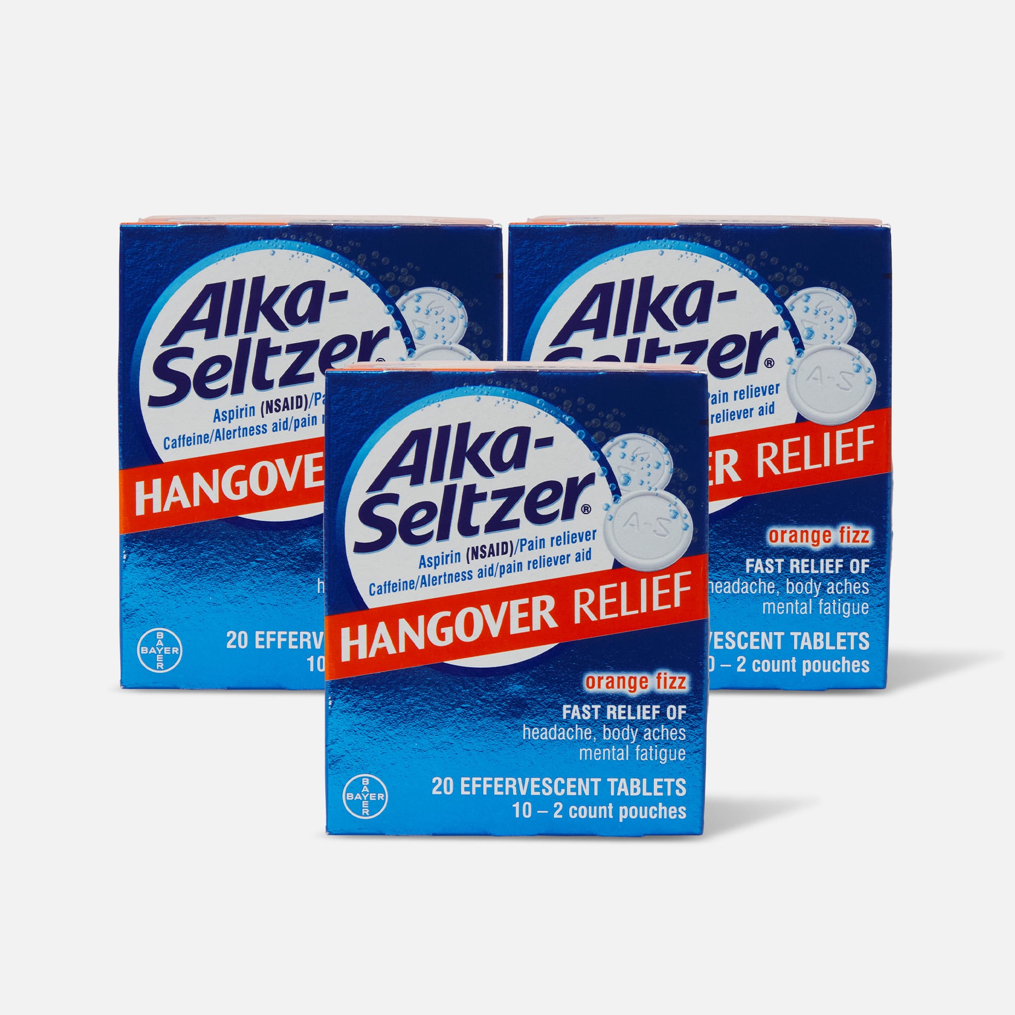 HSA Eligible  Alka-Seltzer Hangover Relief Effervescent Tablets Formulated  for Fast Relief of Headaches, Body Aches and Mental Fatigue, 20 ct. (3-Pack)