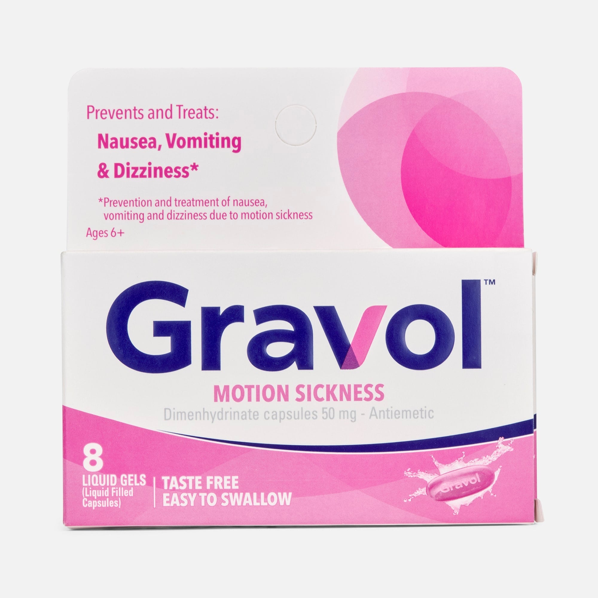 Gravol Motion Sickness Relief Liquid Gels, 8 ct.