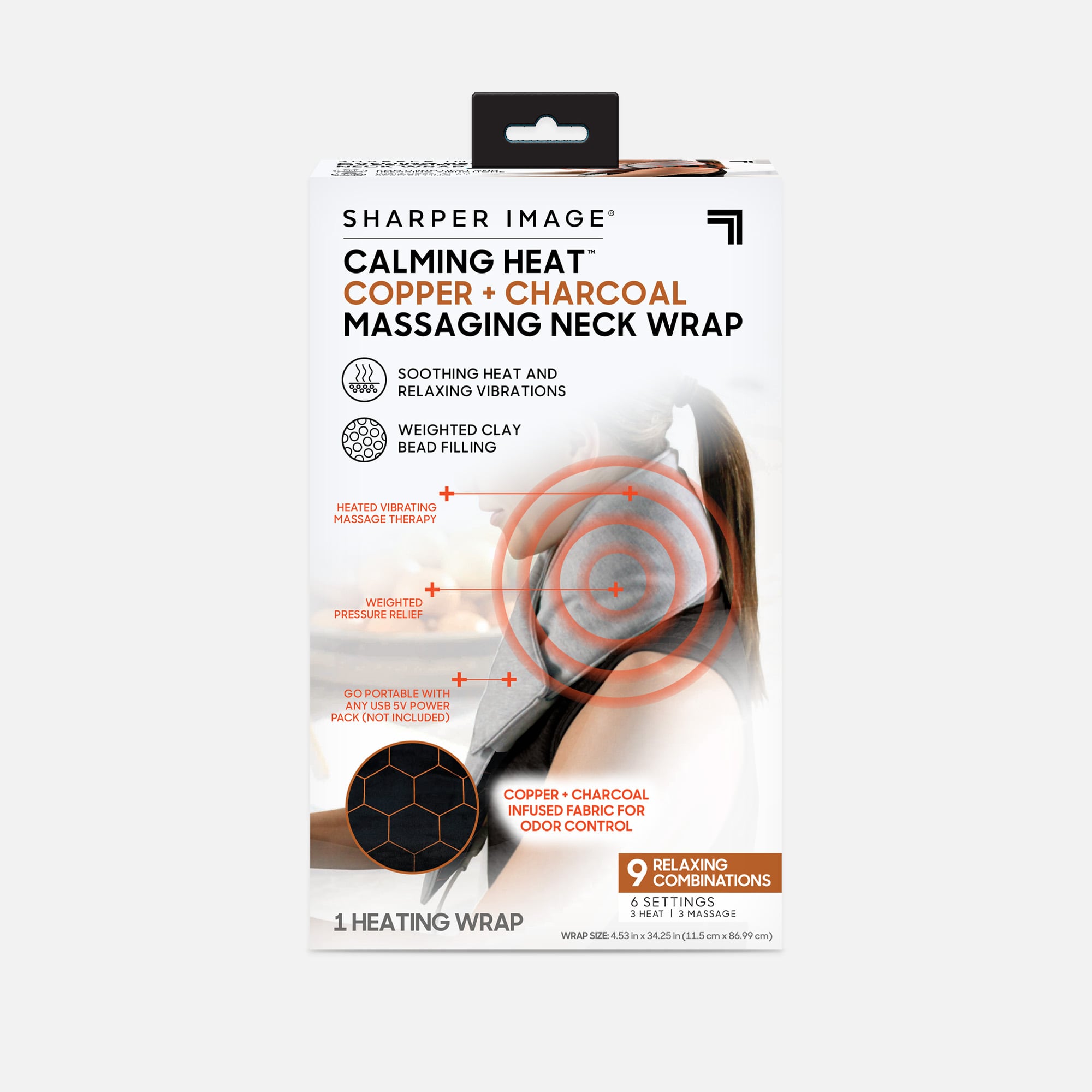 HSA Eligible Sharper Image Calming Heat Massaging Neck Wrap HSA
