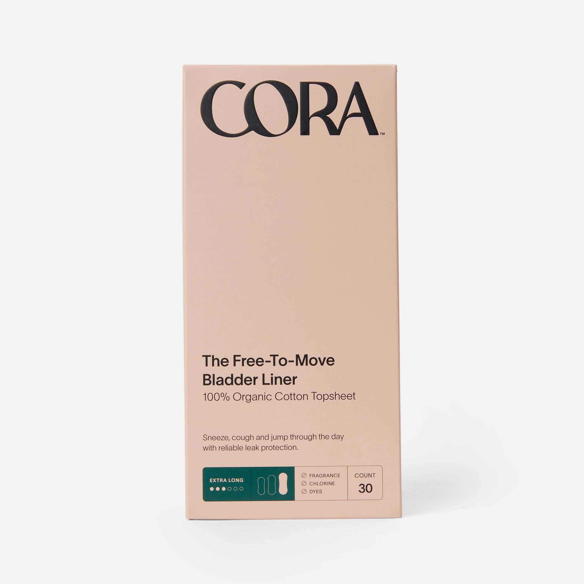 HSA Eligible  Cora Organic Bladder Extra-Long Liners, 30 ct.