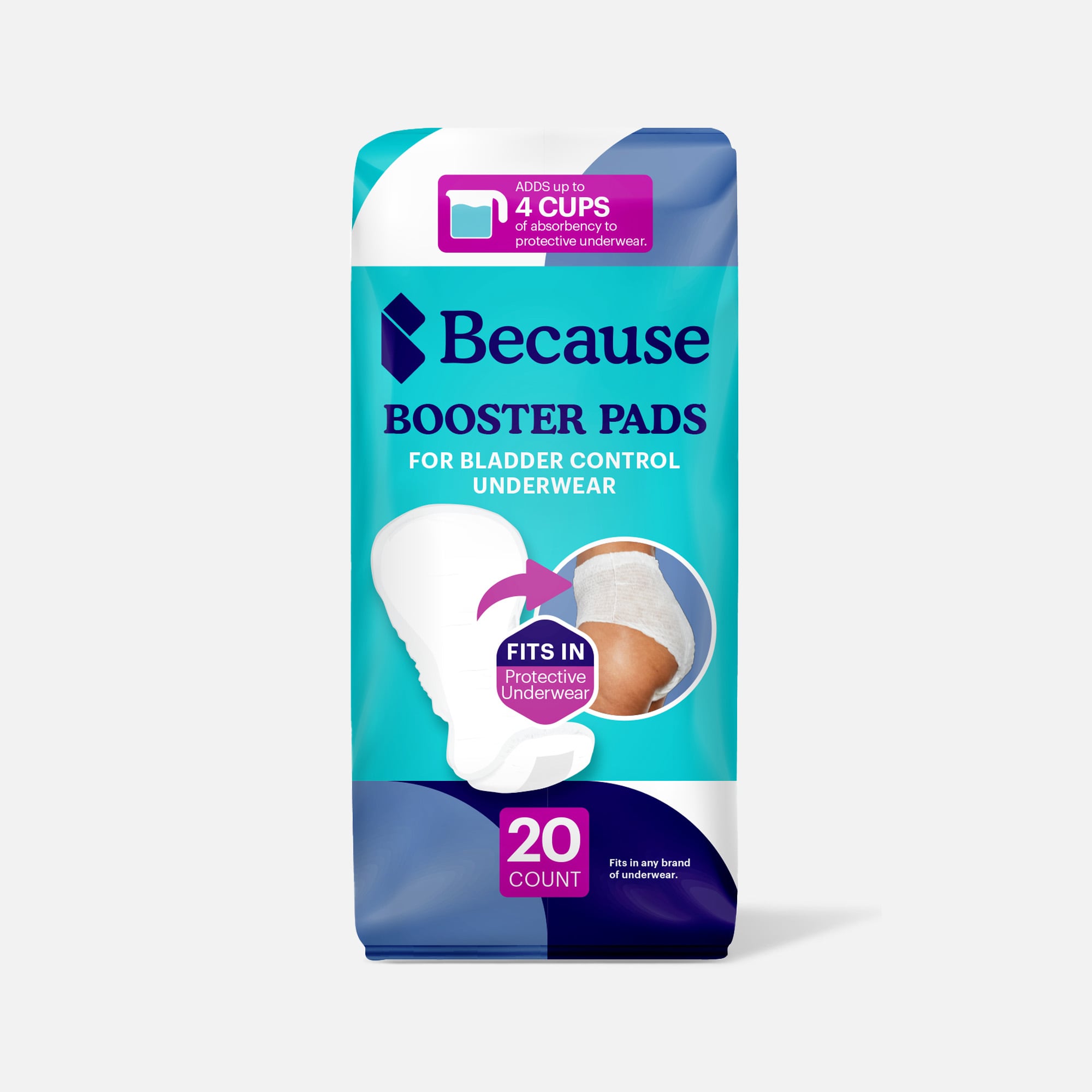HSA Eligible  Because Booster Pads for Bladder Control Underwear, 20 ct.